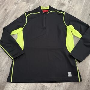 NIKE PRO COMBAT Hyperwarm Dri-Fit Max 1/4 Zip Pullover Mens Sz XL Black Neon